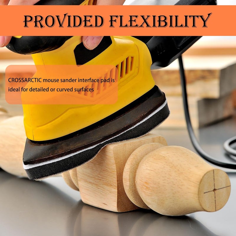 Crossarctic 4 Pack Triangle Sanding Pads - Hook & Loop Interface with 5 Holes - EVA Foam - Compatible with Mouse Sander & Detailed Surfaces - Image 4